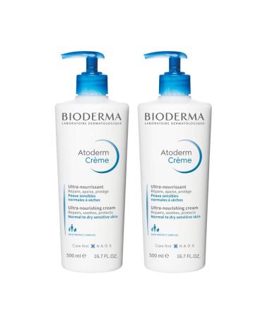 Bioderma - Atoderm Cream - Hydrating Body Lotion - Body Moisturizer for Normal for Dry Sensitive Skin 16.9 Fl Oz (Pack of 2)