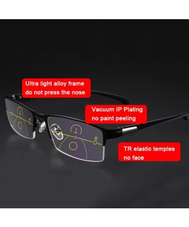 Xuan Self-Tinting Progressive Multifocal Reading Glasses with Blue Light Filter - Half Frame Reflective Sunglasses +1.5 - Buy Online on GoSupps.com