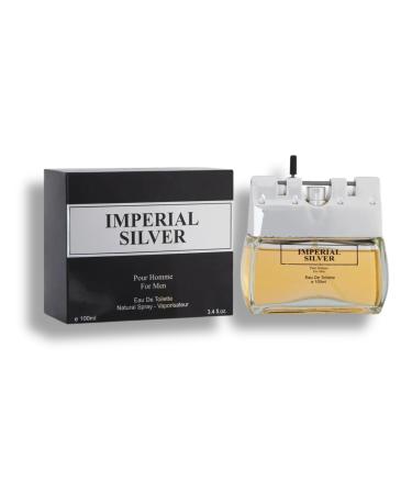 Imperial Silver Pour Homme for Men Eau de Toilette 3.4 Fl. Oz. Aromatic Fougere fragrance for men.