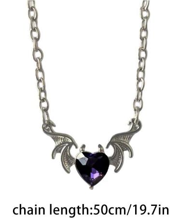 Kuaiyiju Gothic Heart Devil Wing Choker Necklace - Violet Alloy Party Jewelry - Buy Online on GoSupps.com