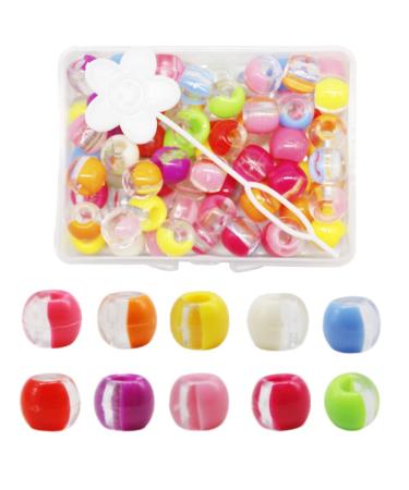 Falody 75pcs Hair Beads for Braids for Girls Large Hole Hair Beads 12mm for Girls Acrylic Pony Beads for Hair Braids Kids (1) Multicolor