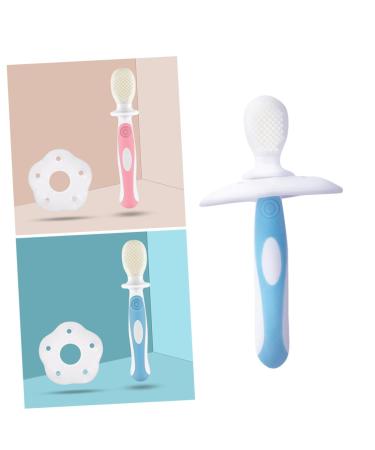 Sewoart bristle toothbrush children toothbrush made of silicone tankbrush oral baby toothbrush children's toothbrush training brush milk teeth toddler toothbrush set 1 piece (1 Pack) blue