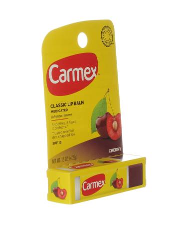 Carmex Cherry Flavor Moisturizing Lip Balm Stick SPF 15 - Hydrating Lip Care for All Skin Types - Protect & Nourish Your Lips - Buy Online on GoSupps.com