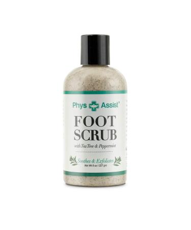 PhysAssist Foot Scrub 8 oz. with Tea Tree, Peppermint Soothes and Exfoliates Promoting a Deep Cooling Sensation Leaving Feet Feeling Calm and Refreshed.