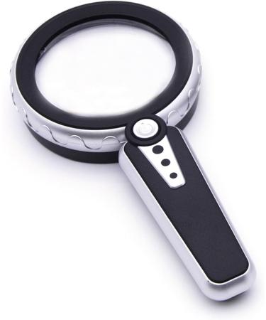 30X HD Reading Magnifying Glasses 3 Lighting Modes 12 LED Handheld Magnifying Glass High Power Lighted Magnifier for Repair Coin (Silver Black) - Buy Online on GoSupps.com