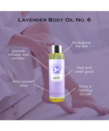 Lavender Body Oil No. 6 - Olive Avocado & Grape Seed Oil with Vitamin E | Skin Replenishment | 4 oz | International Shipping Available - Buy Online on GoSupps.com