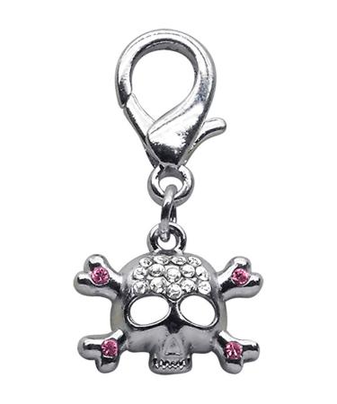 Mirage Pet Products Lobster Claw Skull Charm for Pets, Pink