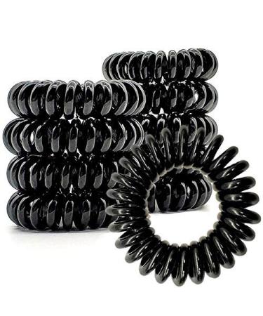 BeautifulbyDesign 10pcs Premium Quality Spiral Hair Ties Coil Hair Ties Phone Cord Hair Ties Hair Coils - 10 Pcs for Men Women & Children?(5.5cm) Black