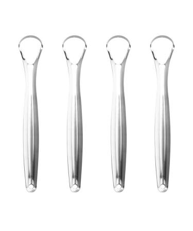 Xujlrl 4 pieces of tongue cleaner tongue scraper made of 304 stainless steel tongue scraper set against bad breath tongue brush for a fresh breath tongue claner with grip for adults and children