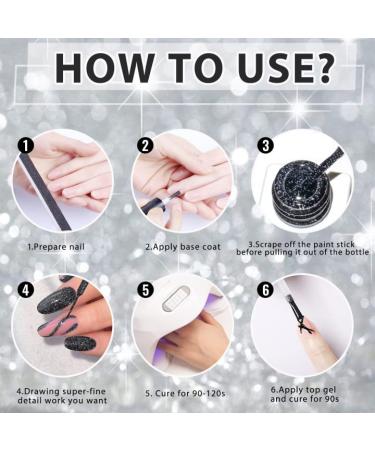 Rechoo 2PCs Black & Silver Reflective Glitter Gel 8ml Nail Polish for Nail Art & Design | Sparkly Gel Liner for Stunning Nail Looks - Buy Online on GoSupps.com