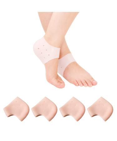 Andiker Soft Silicone Heel Protectors 2Pairs (4Pcs) Breathable Gel Heel Pads Stretchable Blister Prevention to Reduce Discomfort& Soreness Instantly Relieve Pain and Pressure (Skin Color)