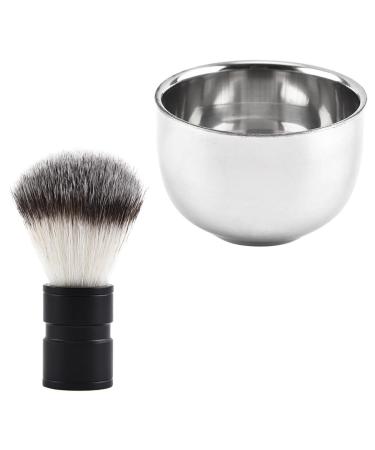 Beaupretty 2st Bartbrush metal shell Razor brush and bowl of shaving set for men facial cleaning brushes Shaving soap peel Razor cup for beard man 304# steel cosmetics gift