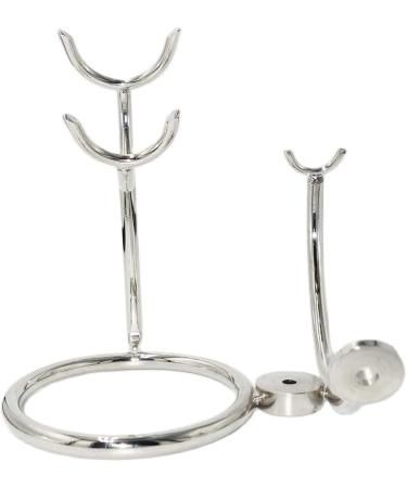 Luxury HRTC Men's Shaving Brush Stand & 3-Layer Razor Blade Kit with Natural Stone Handles - Silver 13x15cm - Buy Online on GoSupps.com