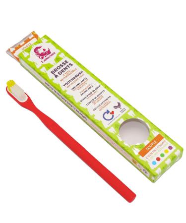Lamazuna replaceable head toothbrush Klick It | Made in France | Made from plant-based raw materials | Incl. replaceable head | Soft | Pack of 4