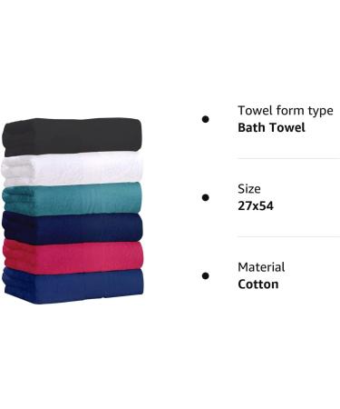 QUBA LINEN Bamboo Cotton Bath Towels - 6 Pack 27x54 Inch | Ultra Absorbent Towels for Pool, Spa, Gym | Lightweight & Soft Towels for Bathroom - Buy Online on GoSupps.com