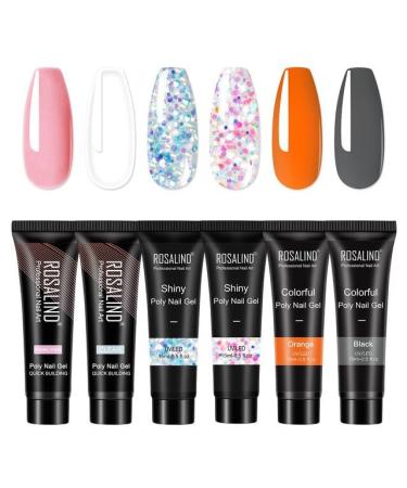 Rosalind 6pcs/Lot Poly Nail Gel Kit Extension Builder Acrylic Art UV Gel Polish Manicure Set Hybrid Varnishes Semi Permanent - (Color: RE-6GELSTOOL-12)