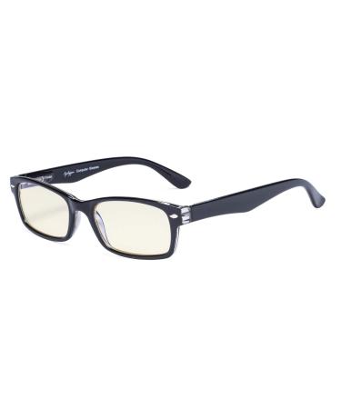 Eyekeper computer reading glasses with spring hinges in UV protection anti-blue rays glare protection and scratch-resistant glasses (yellow tinted glasses black socket) BB40 lens-black 2.75 dioptries