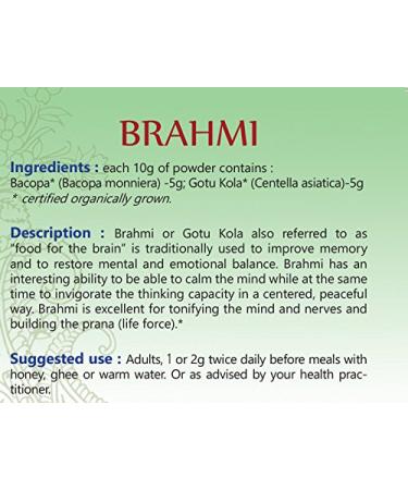 BRAHMI+GOTUKOLA Powder 100% USDA Certified Organic - 100gm (Pack of 5) - with Free Gift Samples and Expedited Delivery - Buy Online on GoSupps.com
