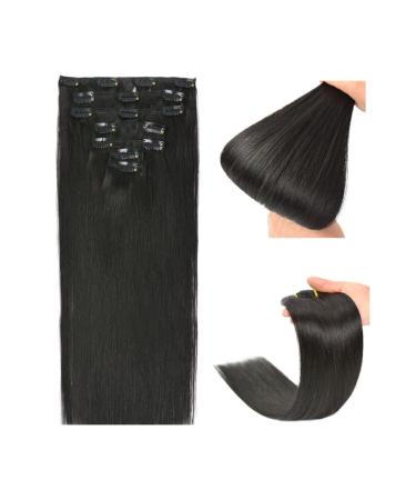 Clip in extensions real hair hair extensions clip in 70g 7 pieces remy real hair extensions clip human hair (45 cm #1b natural black) 45cm 70g #1b natural black