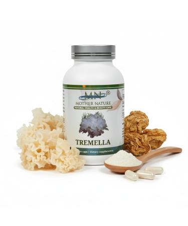 Mother Nature Organic Tremella (Tremella Fuciformis) Mushroom Capsules - Skin Aging Support -1000mg - 120 Vegan Caps - Made in USA