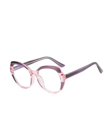SERONI Tr90 Polygon Frame Blue Light Blocking Glasses for Women Men Anti UV Ray Computer Reading Glasses for Women Men Medium Pink-purple