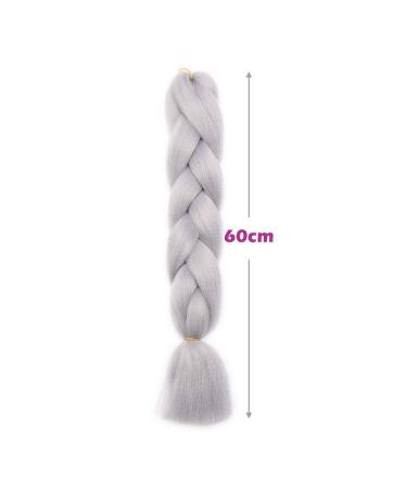 SEGO 3 Packs 24 Inch Crochet Afro Braid Extensions | Silver-Gray Synthetic Hair for Braiding - Buy Online on GoSupps.com