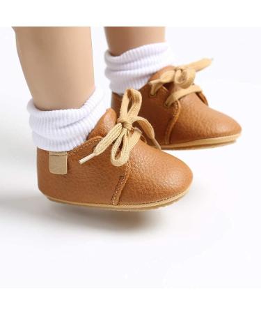 Sonsage Infant Baby Oxford Shoes | Anti-Slip Trainer for Boys and Girls | Soft Rubber Sole | Toddler First Walking Sneakers 0-6 Months | Brown - Buy Online on GoSupps.com