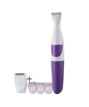 2 in 1 Waterproof Women Hair Trimmer Electronic Washable Hair Trimmer Clipper for Bikini Line Wet and Dry Use Purple