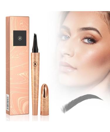 2024 Upgrade Waterproof Microblading Eyebrow Pencil Contouring Pen Waterproof Long Lasting Brow Pencil 3D Eyebrow Pen Creating Natural Looking Brows Effortlessly Gray Brown