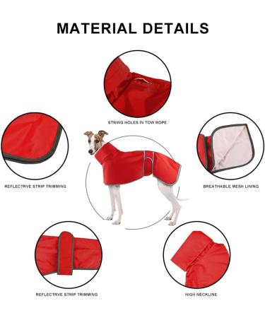 Premium Greyhound Waterproof Rain Coat - Lightweight Whippet Coat for All Seasons | Medium & Large Dog Sizes | Perfect for Ambushes - M Red - Buy Online on GoSupps.com