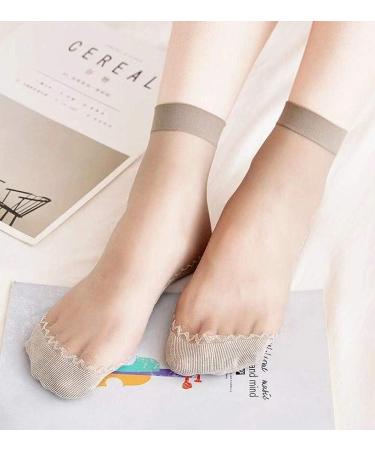 10x Ladies Nylon Elastic Short Ankle Sheer Stockings - Grey | Silk Short Socks - Buy Online on GoSupps.com