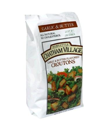 Chatham Village Croutons, Garlic & Butter Flavored, 5-Ounce Bags (Pack of 12)