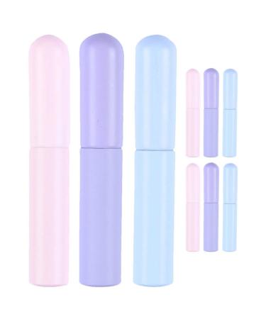 Healeved 9pcs Silicone Lip Brushes Portable Round Head Lip Brushes Applicator Reusable Makeup Brushes Beauty Tool for Lipstick Lip Gloss Balm Mask Pink Purple Blue
