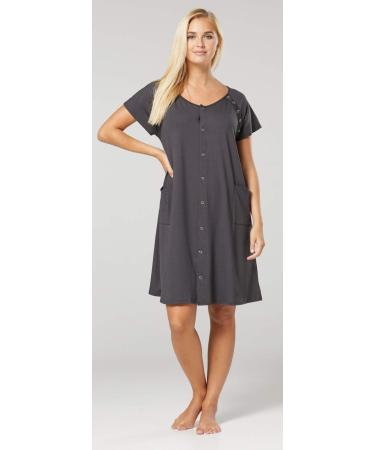 Happy Mama Maternity Nursing Hospital Gown Nightshirt - Graphite (Size 16) - Buy Online on GoSupps.com