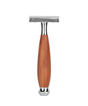 Dekaim Wooden Handle Razor Men's Classic Double Blade Safety Razor Manual Wooden Handle Razor