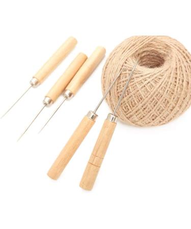 5-Piece Wooden Handle Scratch Awl & Pin Punching Set for Leather Stitching - DIY Handmade Leather Tool Kit - Buy Online on GoSupps.com