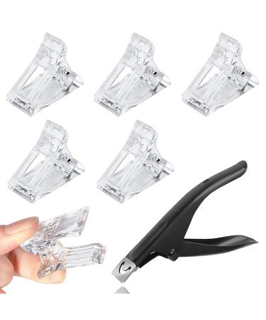 5 PCS Nail Tips Clips for Polygel Nail Forms, Nail Tips Clips Kit for Polygel Nail Clip, Clear Nail Tips Clip for Polygel Nail Kit with False Nail Tip Trimmer