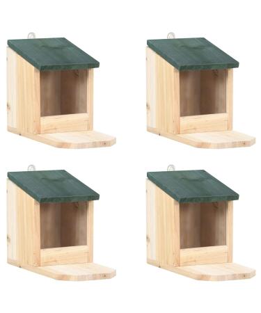 vidaXL 4x Firwood Squirrel Houses Garden Forest Wild Animals Wooden Holder Squirrel Peanut Butter Feeder Food House Feeding Station Box