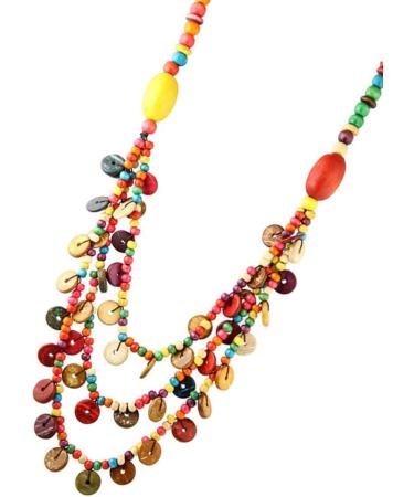Kesyoo Bohemian Multi-Layer Coconut Pearl Necklace | Colorful Pendant Jewelry for Women | Perfect Summer Party & Hawaii Luau Gift - Buy Online on GoSupps.com