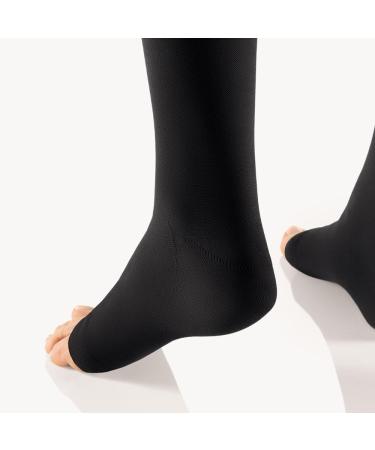 BORT AktiVen Extra CCL2 AG Thigh Highs - Short Open Toe with Nubbed Adhesive Band 4 in Black | Compression Stockings for Optimal Comfort - Buy Online on GoSupps.com