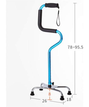 Healthcare Old man Four feet crutches with Light Anti-skid Sticks Aluminum Alloy Height Adjustable Retractable Crutches Walker - Applies to Left and Right Hand (Blue) Selfless dedication - Buy Online on GoSupps.com