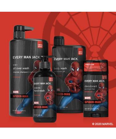 Every Man Jack Spider-Man Body Wash Twin Pack - 16.9 oz x 2 | Paraben, Phthalate, Dye-Free, Cruelty-Free - Buy Online on GoSupps.com