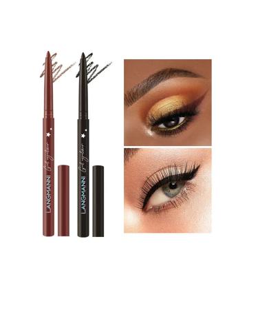 JIALII Waterproof Eyeliner Professional Makeup Pen Black Brown Eyeliner Pencil Long-lasting No Smudge (2 Pack)