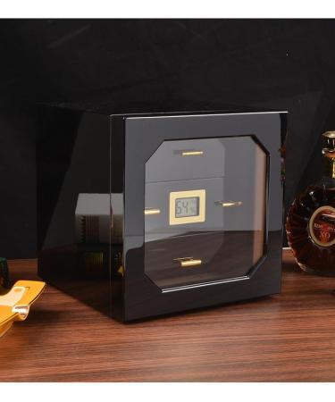 Cigar Humidor with Digital Hygrometer 3 Layer Drawers Cedar Lined Storage Box and Humidifier Holds 50-100 Cigars for Optimal Humidity Control and Preservation Black - Buy Online on GoSupps.com