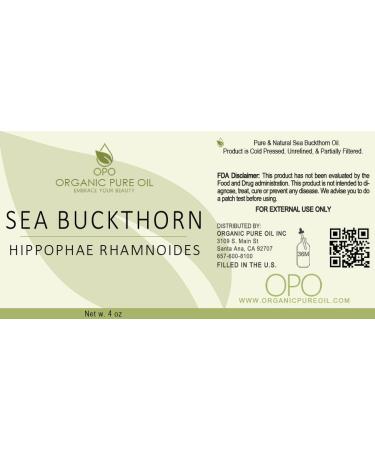 Organic Sea Buckthorn Oil 4 oz - 100% Pure Cold Pressed Oil for Face Skin Body Hair & Nails - Premium Extra Virgin Quality - Buy Online on GoSupps.com