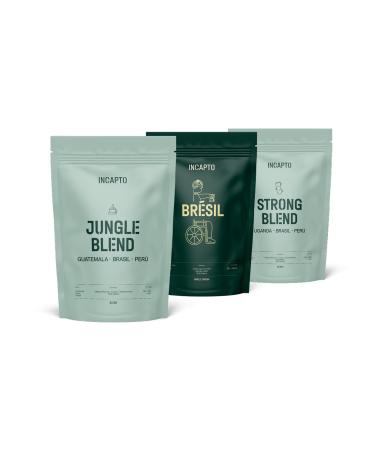 Incapto Pack d Initiation au Caf en Grain de Sp cialit | Jungle Blend Caf du Br sil et Strong Blend | Niveau de Torr faction lev et Ar me Intense | 3 sachets de 500g