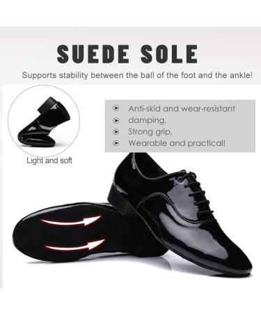SWDZM Men Latin Dance Shoes - Black Leather Lace-up Salsa Tango Ballroom - Professional Performance Practice Shoes - 2.5cm Heel - Buy Online on GoSupps.com