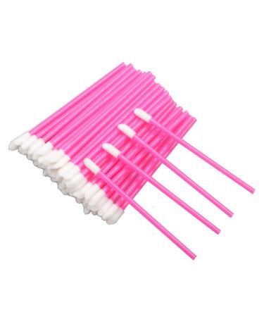 100 Pcs Lip Brushes Disposable Lipstick Make Up Brush Gloss Wands Applicator Tool Makeup Beauty Tool Kits (Rose)