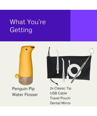 Penguin Pip Kids Premium Cordless Water Dental Flosser - 3 Modes IPX7 Waterproof Ideal for Braces & Beginners - Powerful Battery & Antislip Design - Buy Online on GoSupps.com
