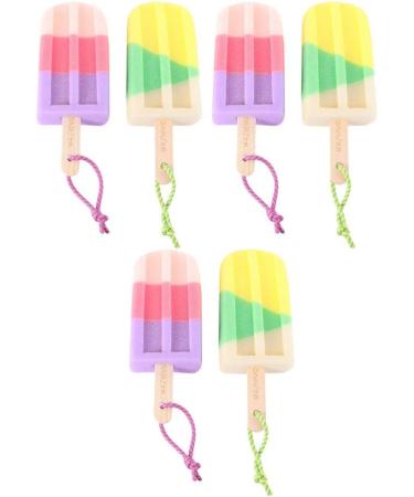 MILISTEN Ice Cream Shaped Bath Sponge Pouf Shower Set - 6Pcs with Short Handle | Unisex Bathroom Supply - Buy Online on GoSupps.com